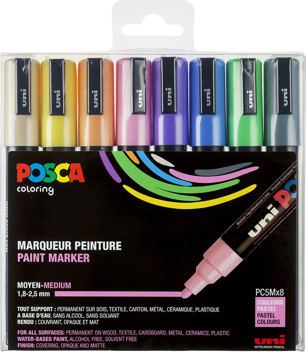 Uni Posca Stiften Pastel Colors PC5M 2.5 mm lijn