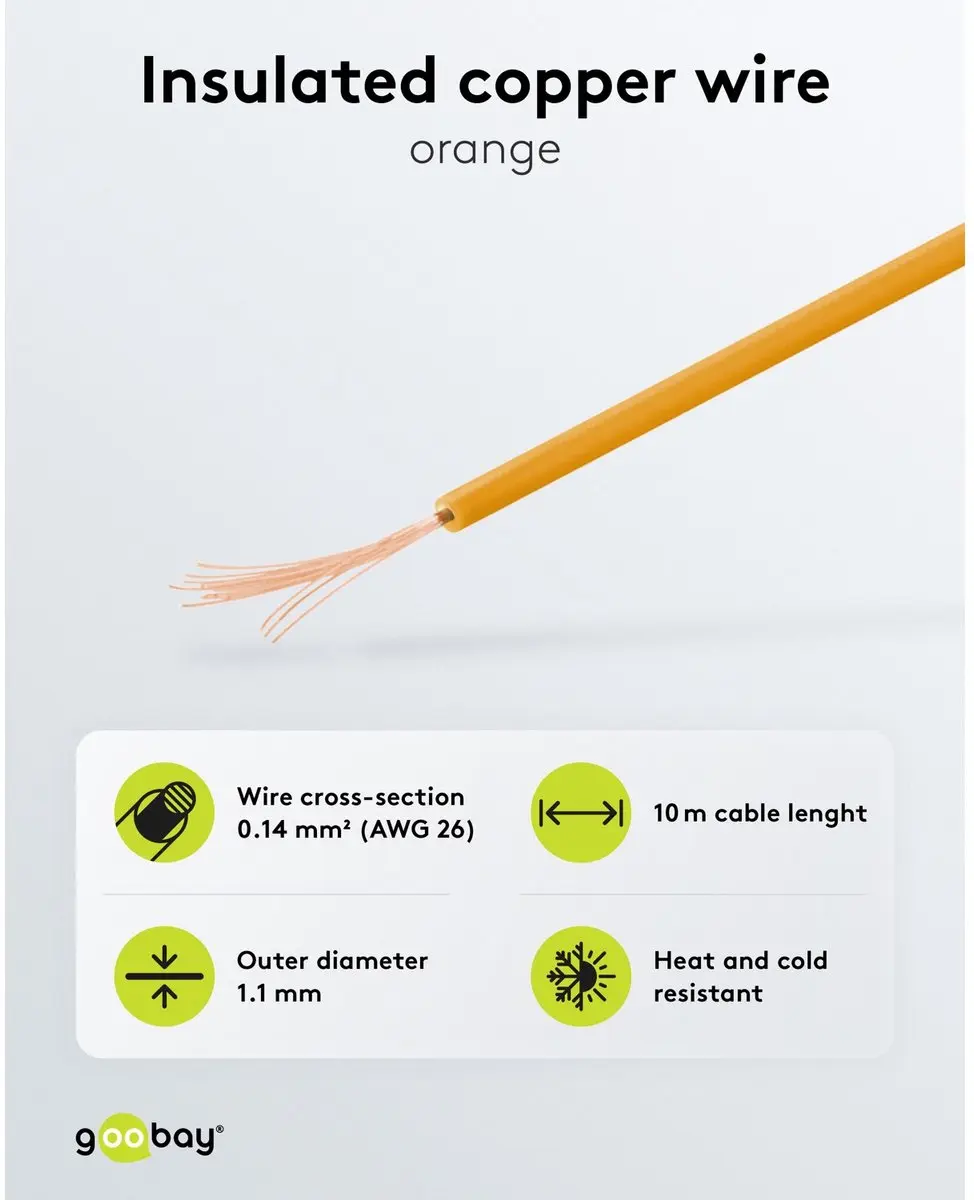 Goobay Koperdraad geïsoleerd 1x0,14mm² - 10m - Oranje - afbeelding 3 van 6
