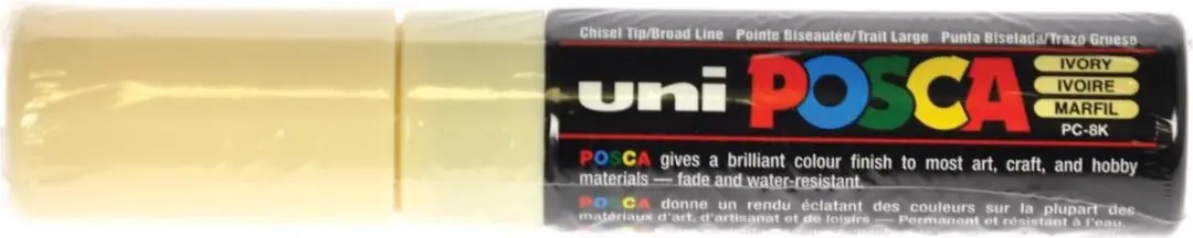 Posca PC-8K Verfstift Ivoor Breed - Schuine Punt - afbeelding 3 van 6