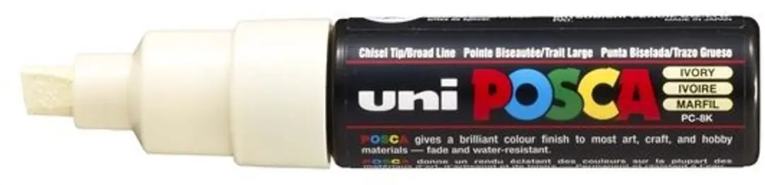 Posca PC-8K Verfstift Ivoor Breed - Schuine Punt - afbeelding 2 van 6