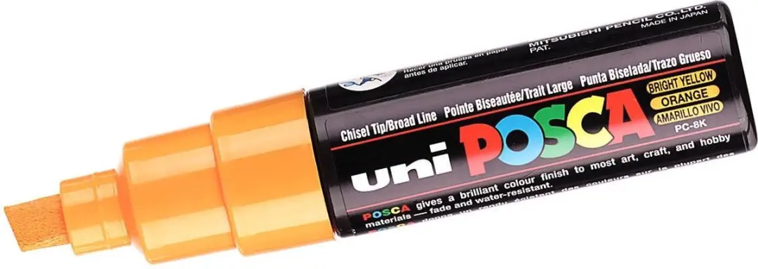 Posca PC8K N Verfstift Breed Schuine Punt - Zwart - afbeelding 6 van 6