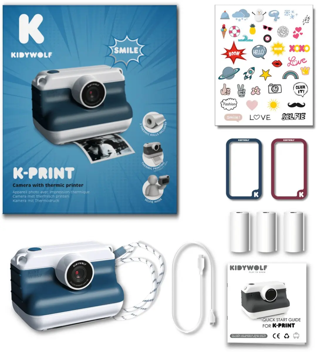 Kidywolf K-PRINT Instant Camera K-PRINT-PRO-BU - Blauw - afbeelding 5 van 6