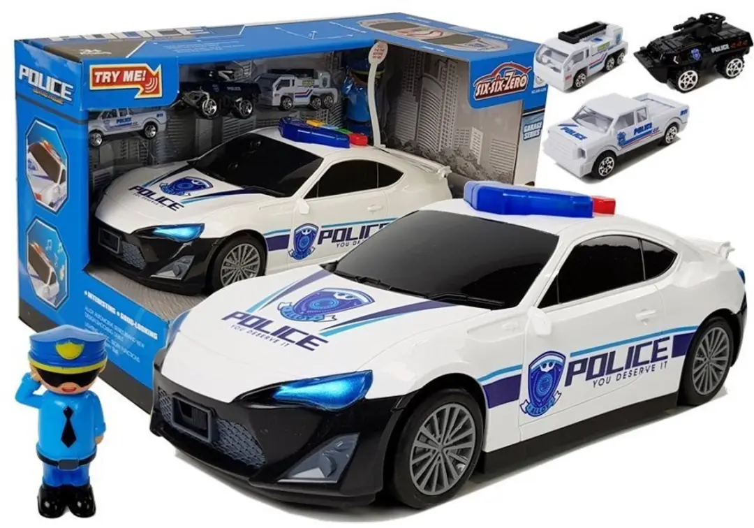 Lean Toys Politiegarage 2in1 met Politieauto en Geluid