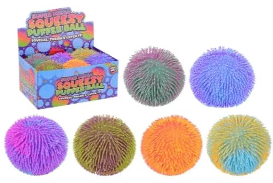 6 fluffy bal 2 kleur 23 cm 24381