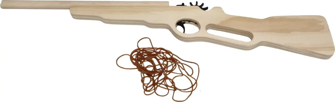 Playwood Elastiek geweer natural groot; incl 20 elastiekjes