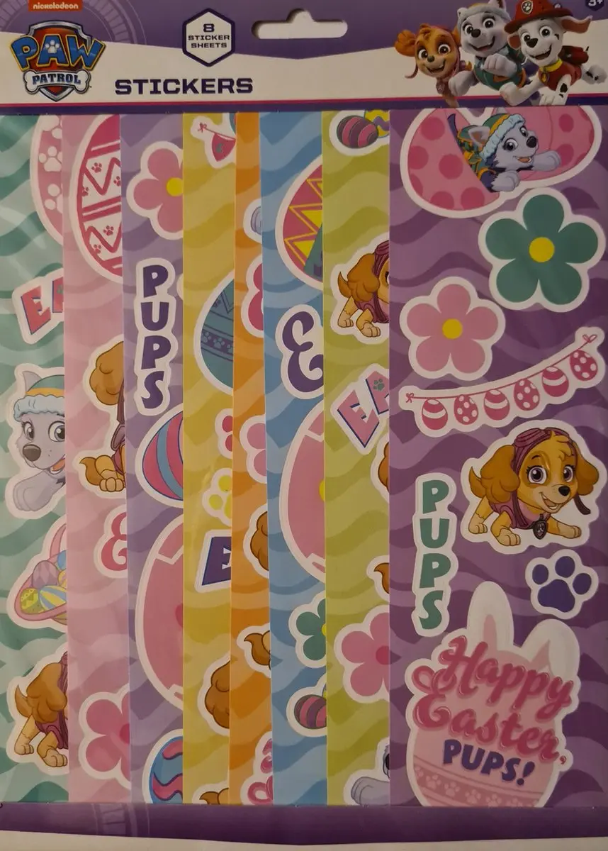 Paasstickers Paw Patrol 8 velletjes stickers
