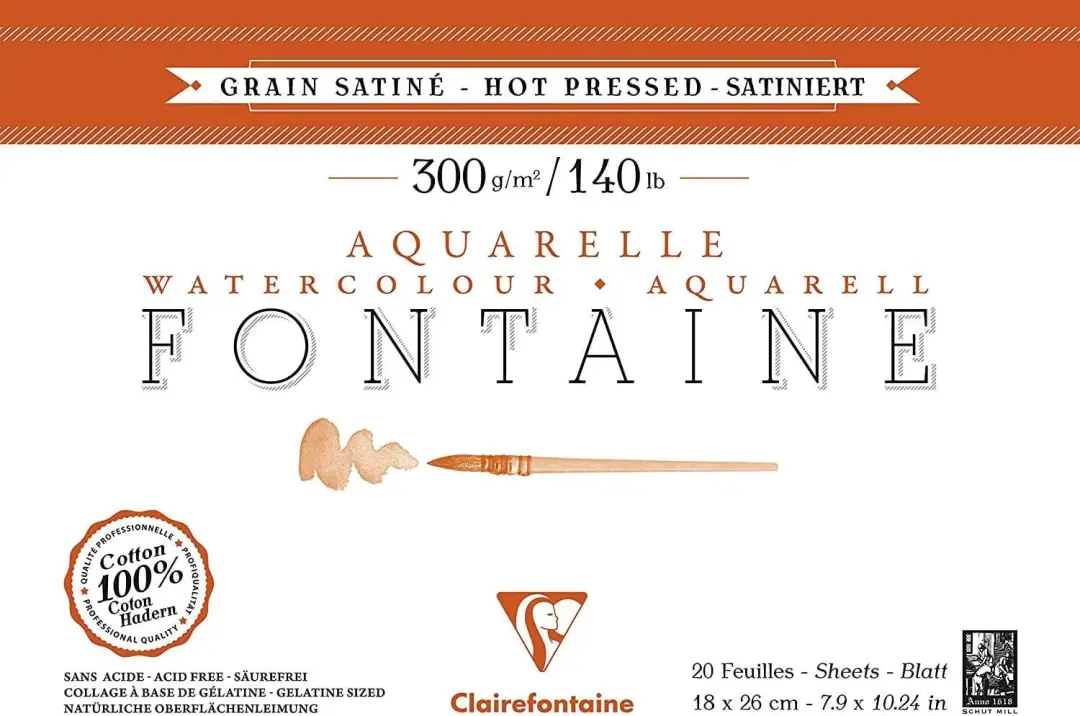 Clairefontaine Fontaine Satiné Aquarelpapier 300g 18x26cm 20 Vel