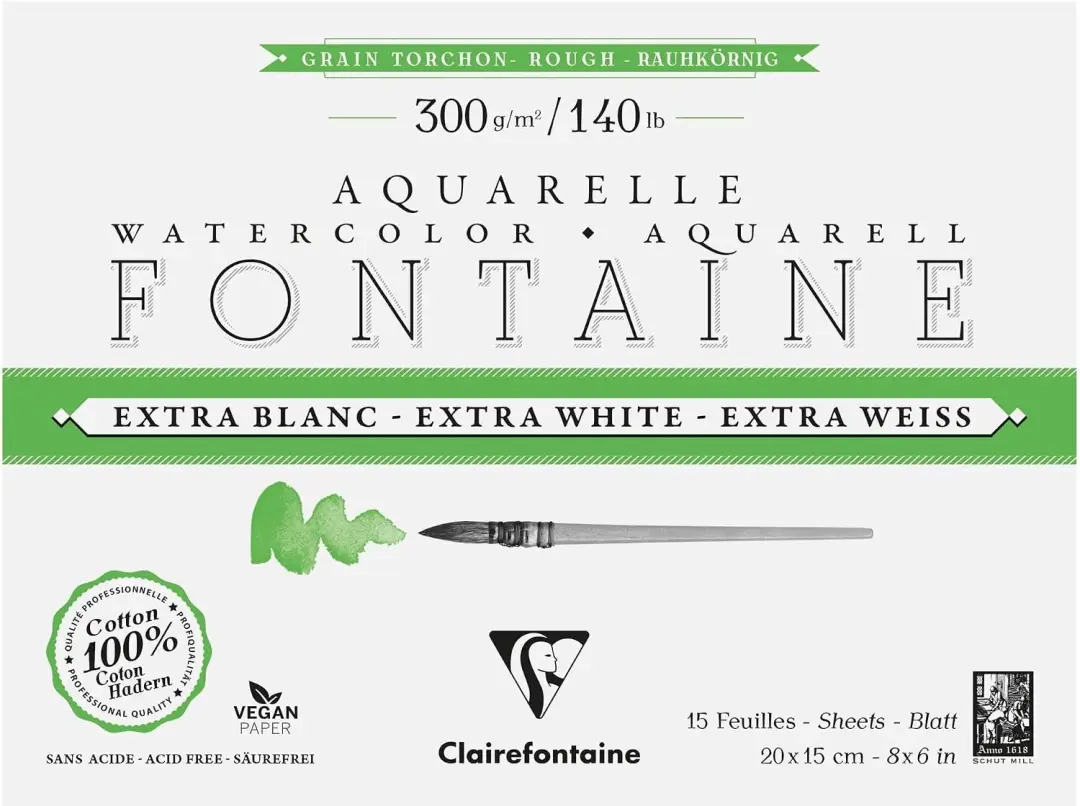 Waterverfpapier 15x20cm 15 Vel Extra Wit Torchon 300g