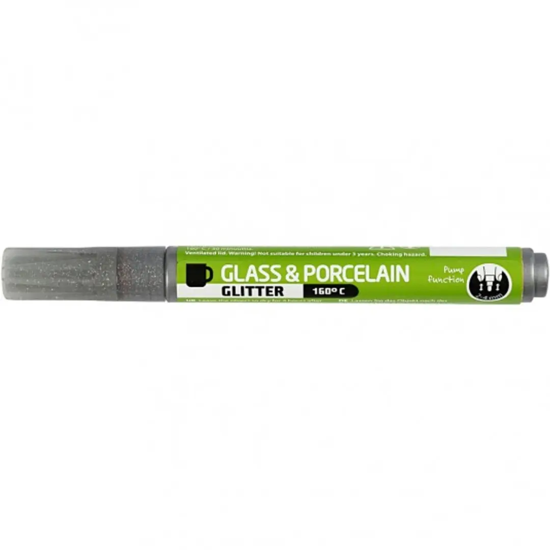 Kreul Glas- en Porseleinstift Glitter - Antraciet Grijs - afbeelding 5 van 6