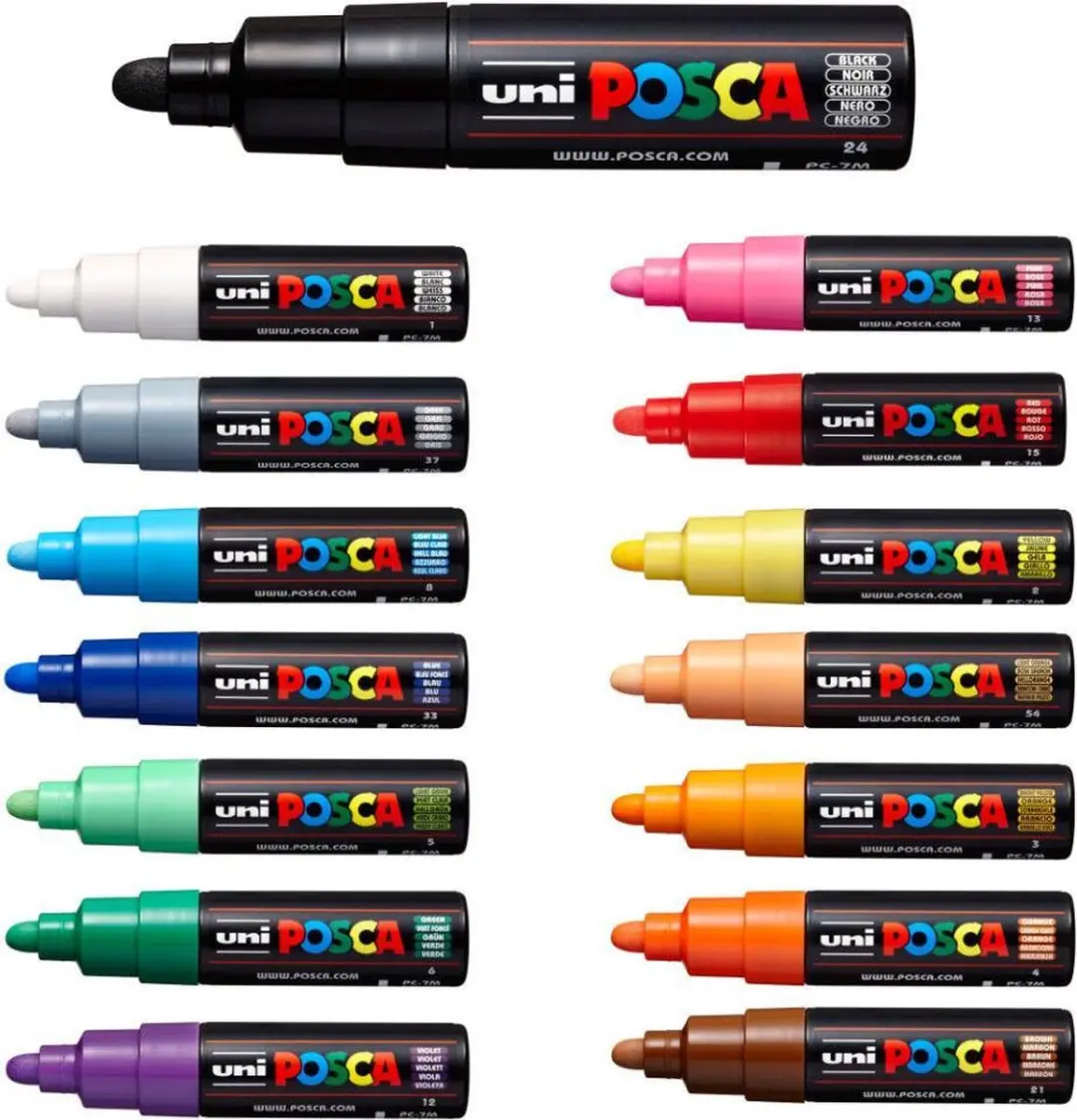 Posca PC7M J Verfstift Breed - Geel - afbeelding 3 van 6