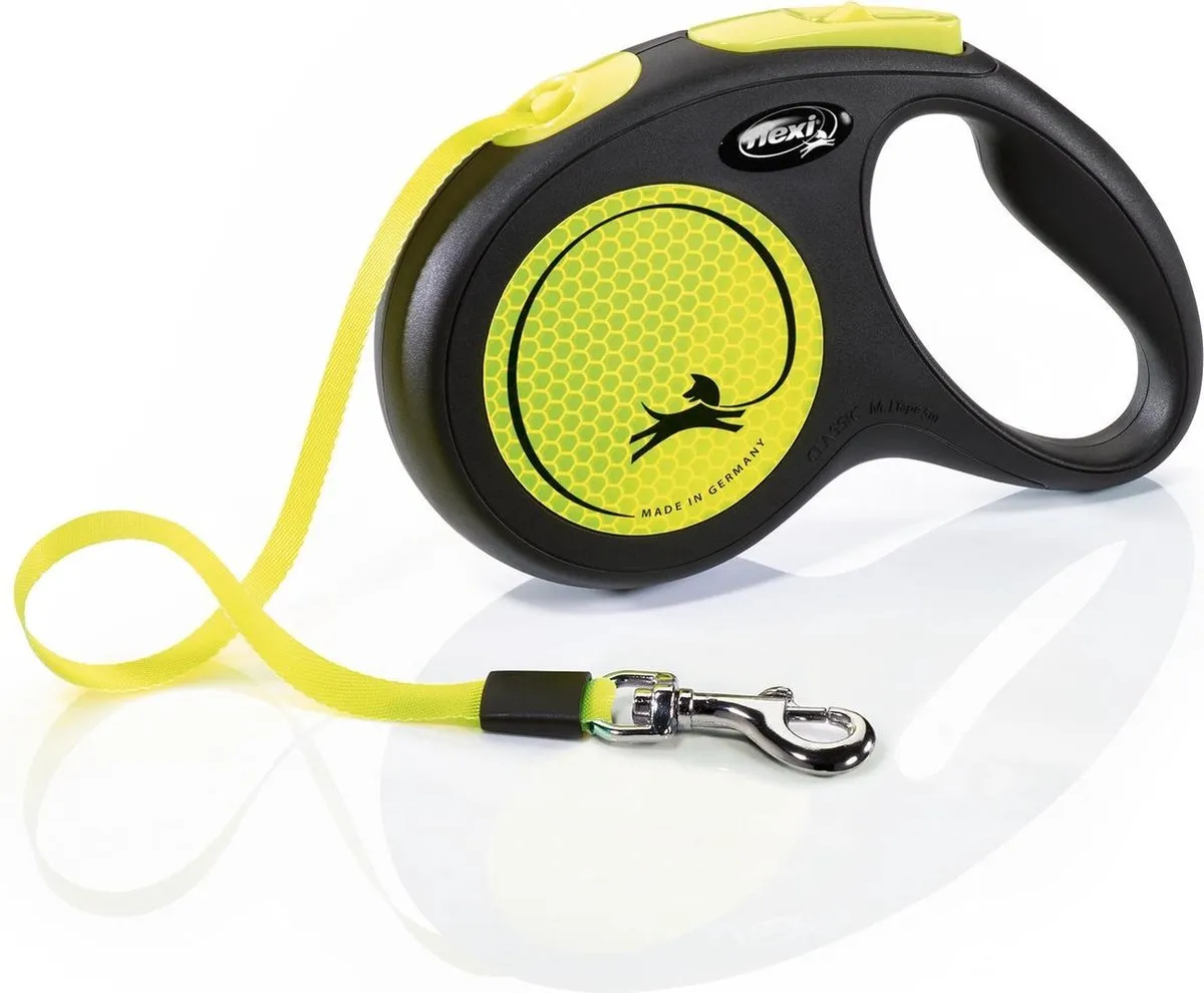 Flexi New Neon Rollijn Hondenriem M - 5m - Geel
