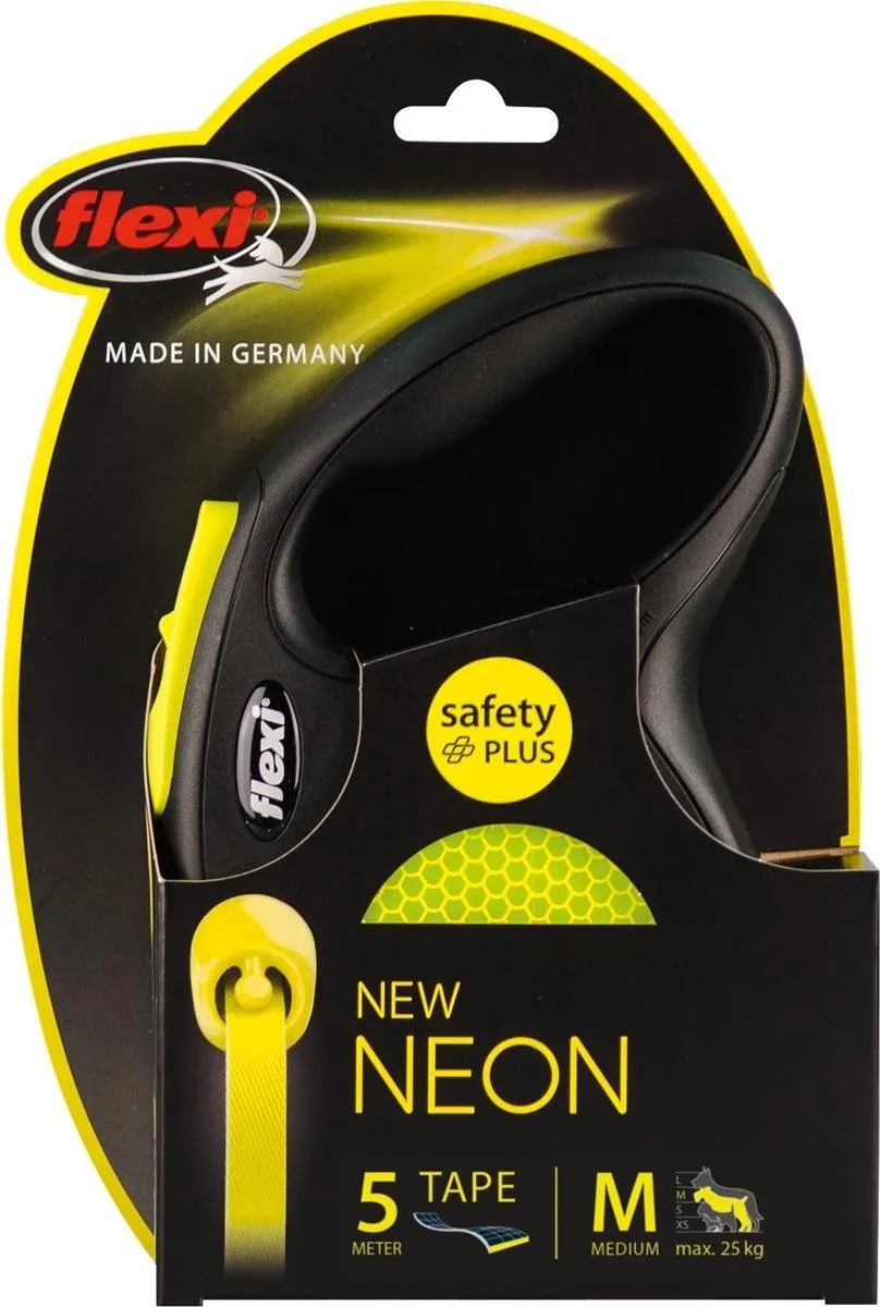 Flexi New Neon Rollijn Hondenriem M - 5m - Geel