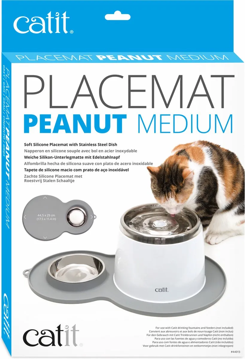 Catit Placemat Peanut - Drinkbak 35x23x3cm - Grijs