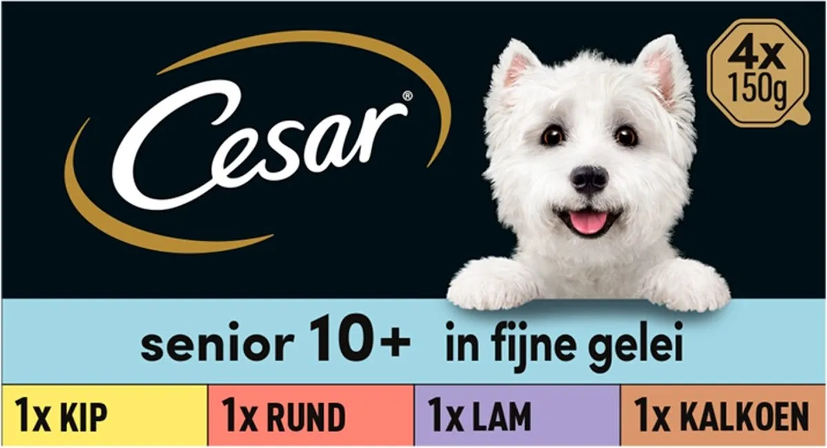 César Senior 10+ Hondenvoer Mix in Gelei - 24x150g