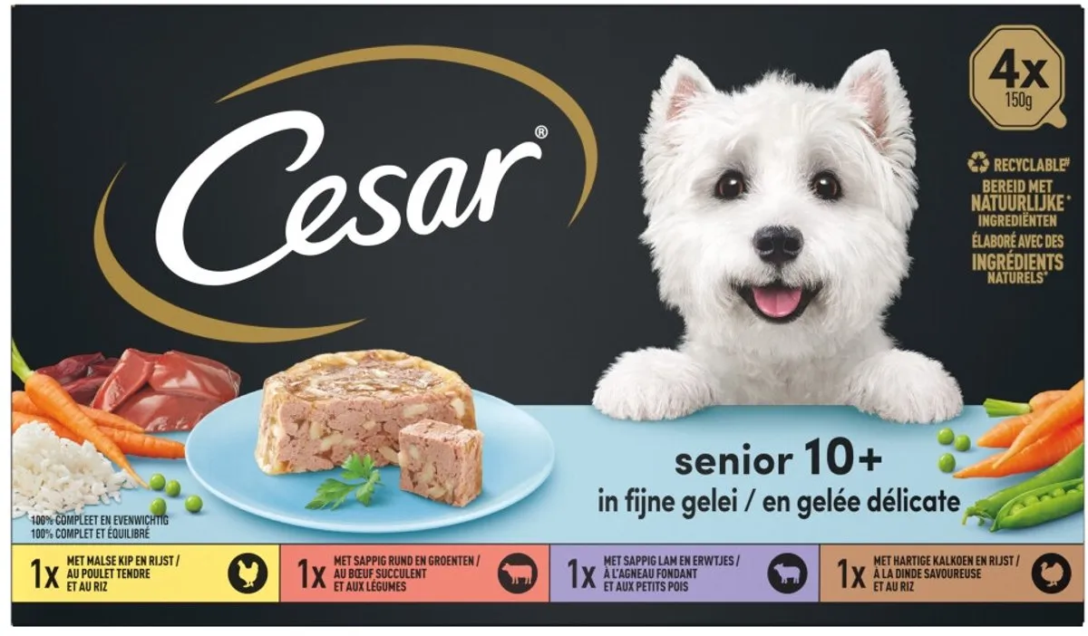 César Senior 10+ Hondenvoer Mix in Gelei - 24x150g - afbeelding 6 van 6