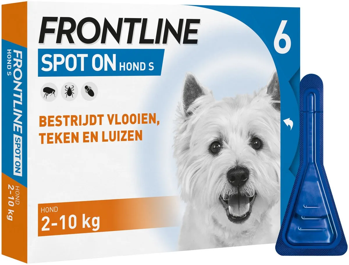 Frontline Spot On hond S (2-10 kg) - 2 x 6 pipetten - Vlooiendruppels Hond
