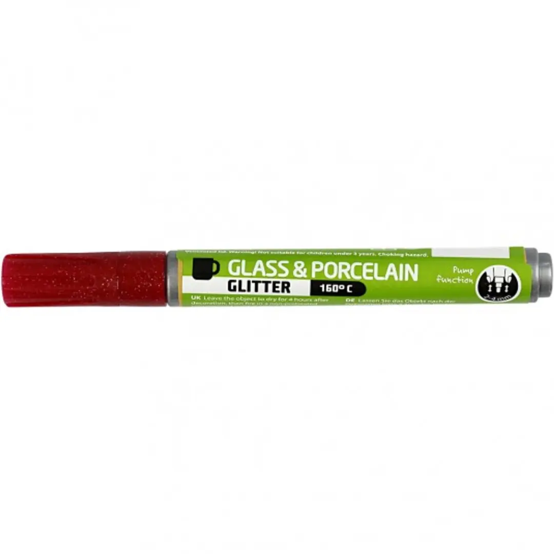 Kreul Porcelain+GlassPen Glitter Stift - Karmijnrood - afbeelding 6 van 6
