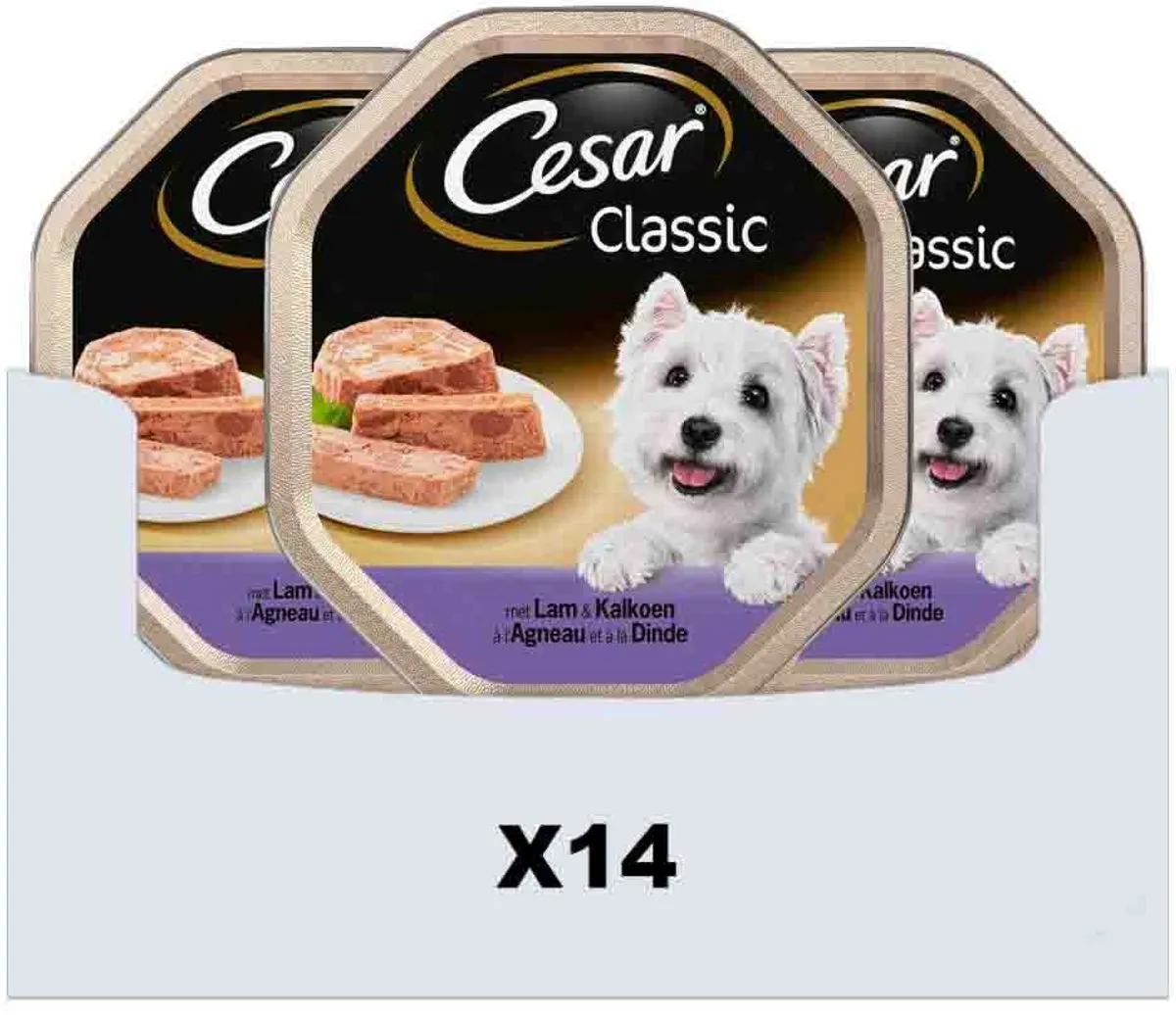 Cesar Alu Classic Pate Met Lam En Kalkoen - Hondenvoer - 14 x 150 g