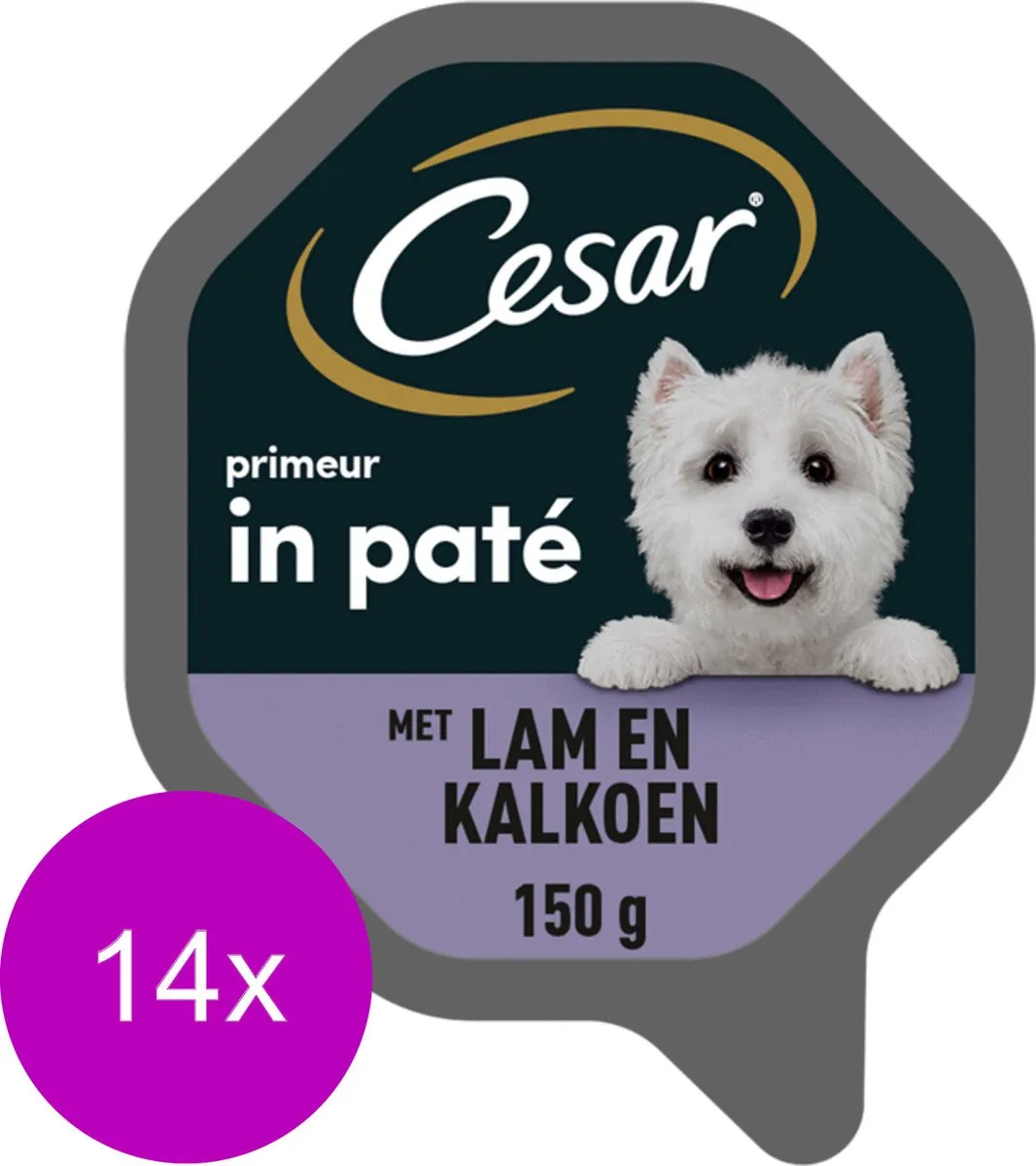 Cesar Alu Classic Pate Met Lam En Kalkoen - Hondenvoer - 14 x 150 g