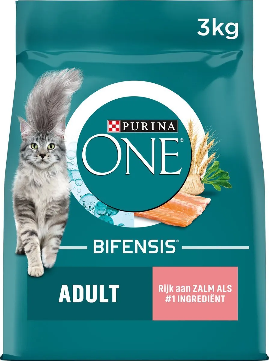Purina ONE Adult Zalm & Granen Kattenvoer 3kg