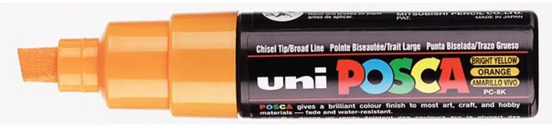 POSCA PC-8K Verfstift - Beitelpunt 8 mm - Oranje - afbeelding 4 van 6