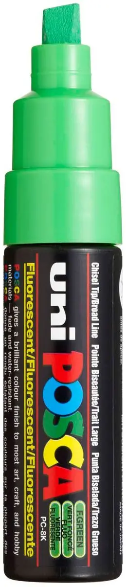 Posca PC-8K Verfstift Beitelpunt - 8mm - Fluor Groen - afbeelding 4 van 6