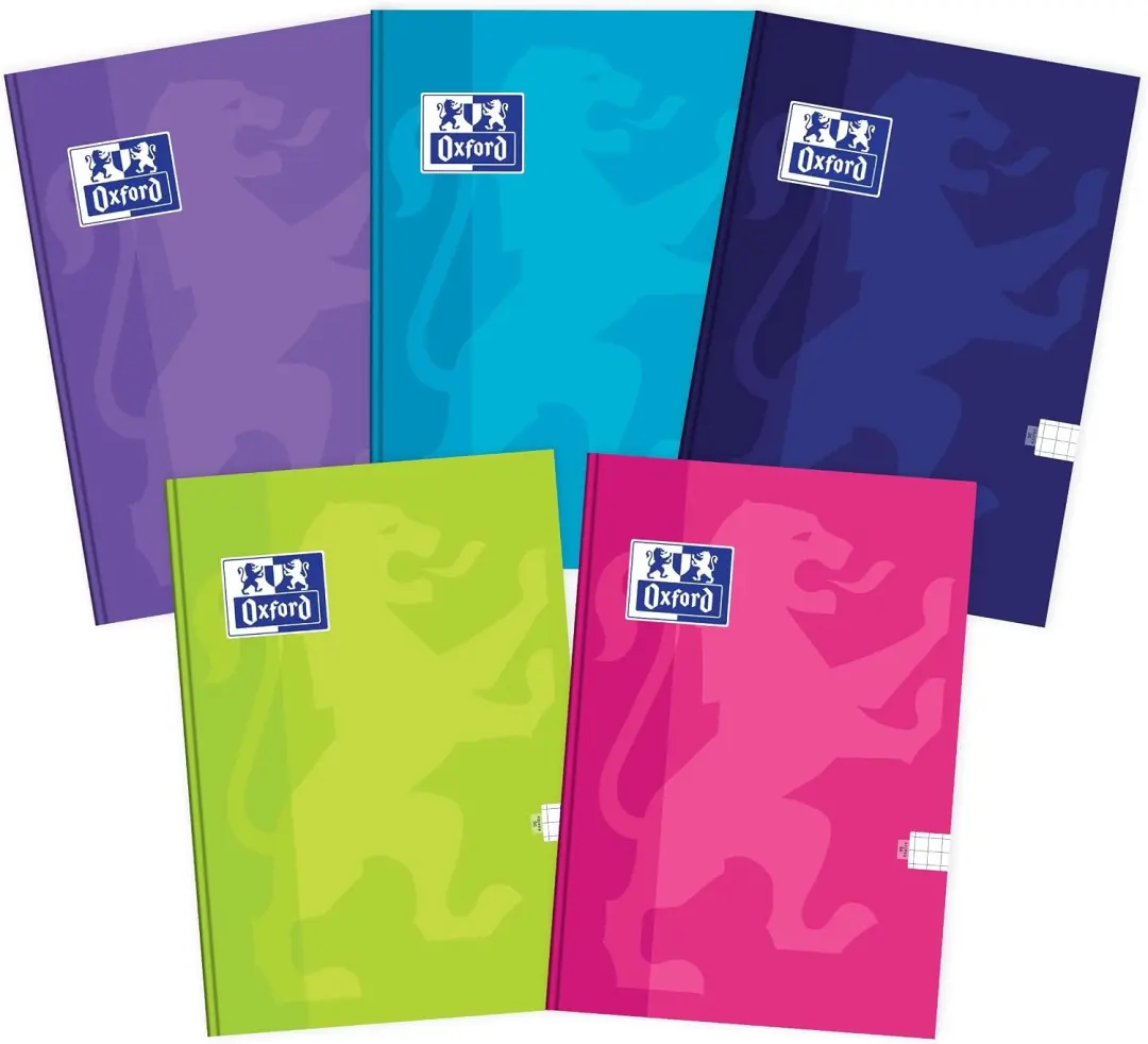 Set van 5 A4 Notitieboekjes, 96 Gekvadr. Bladen, Mix Kleuren