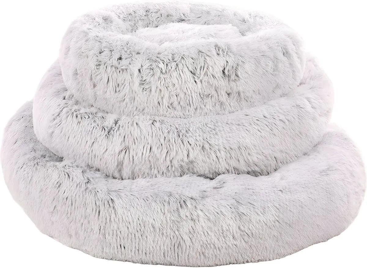 Flamingo Fluffy Donut Hondenbed Grijs 70x70x14cm