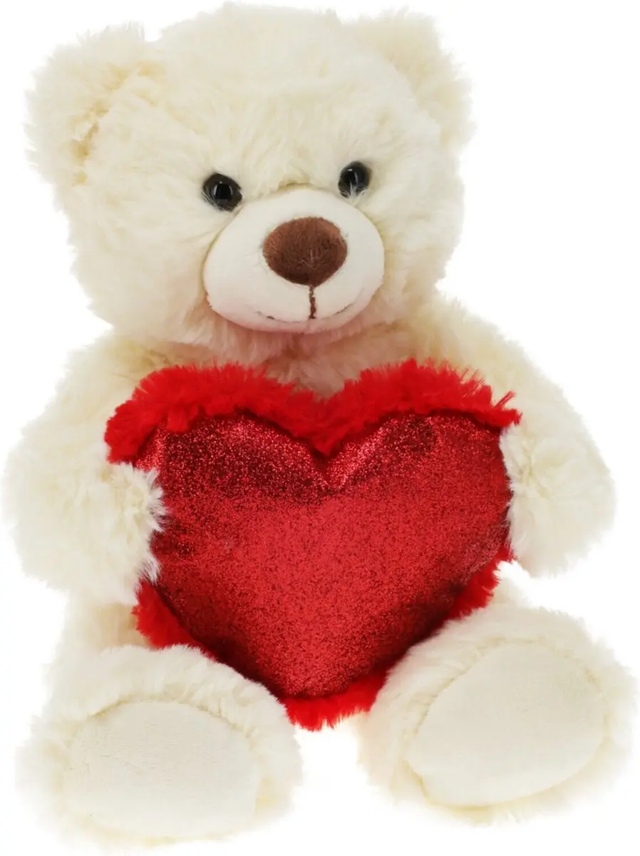 Pluche knuffelbeer/teddybeer met hartje