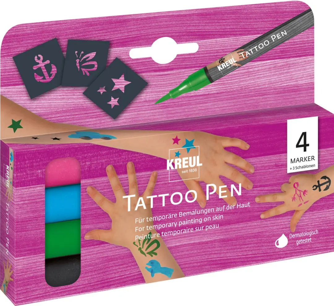 Kreul Tattoo Pen Set met 2 Sjablonen