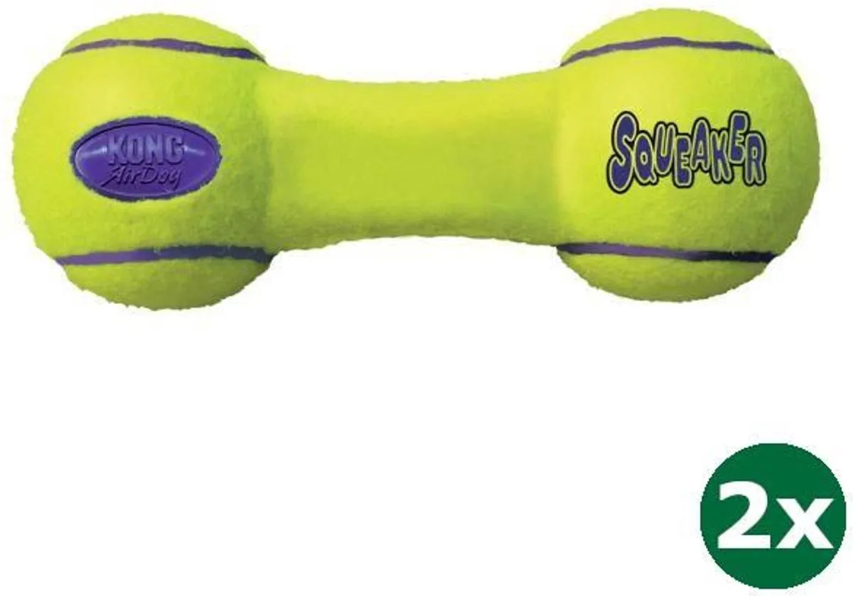 KONG Airdog Dumbel Tennisbal Geel - 2 Stuks