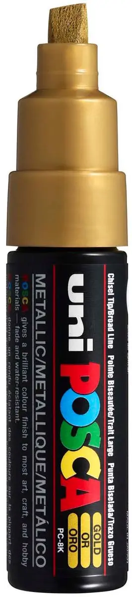 Posca PC8K OR Verfstift - Schuine Punt Breed - Goud - afbeelding 2 van 6