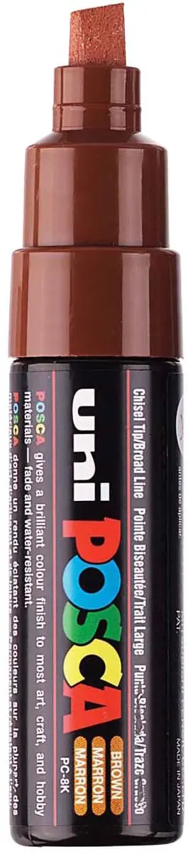 Posca PC-8K Verfstift Bruin - Schuine Punt Breed - afbeelding 6 van 6