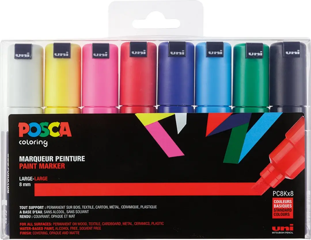 Posca PC-8K Verfmarkers set - 8 stuks - afbeelding 6 van 6