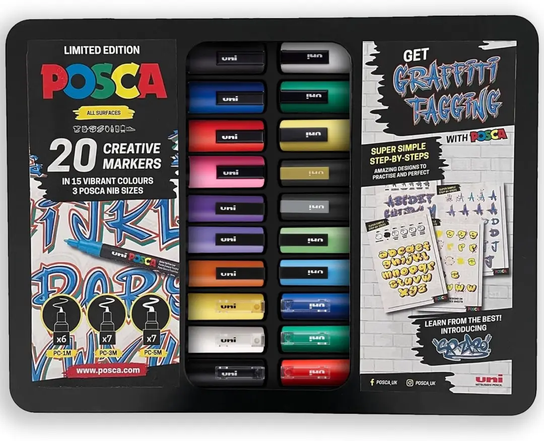 Posca Graffiti Set: 20 Permanente Verfmarkers voor Kunst & Ambacht