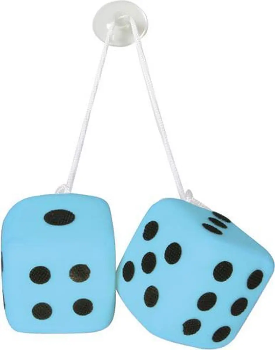 Auto Dobbelstenen Blauw met Zuignap