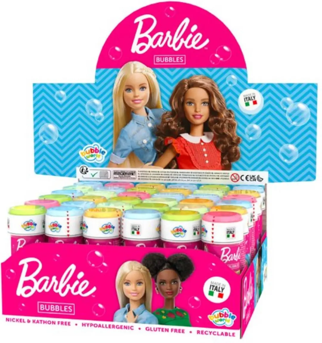 4x Barbie bellenblaas flesjes met spelletje 60 ml voor kinderen