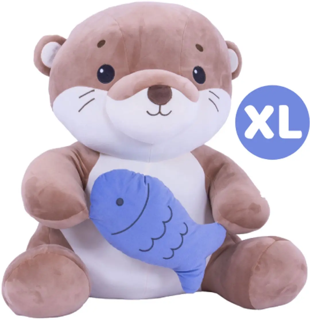 Otter met Vis Pluche Knuffel XL 60 cm