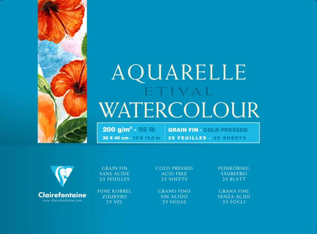 Clairefontaine Aquarelle Blok 25 vel 24 x 30 200 grams