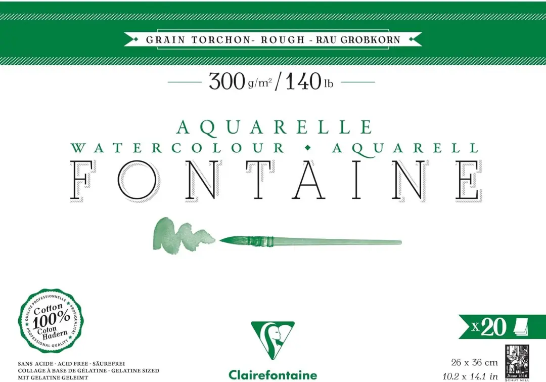 Waterverfpapier Torchon 26x36cm 300g 20 Vel