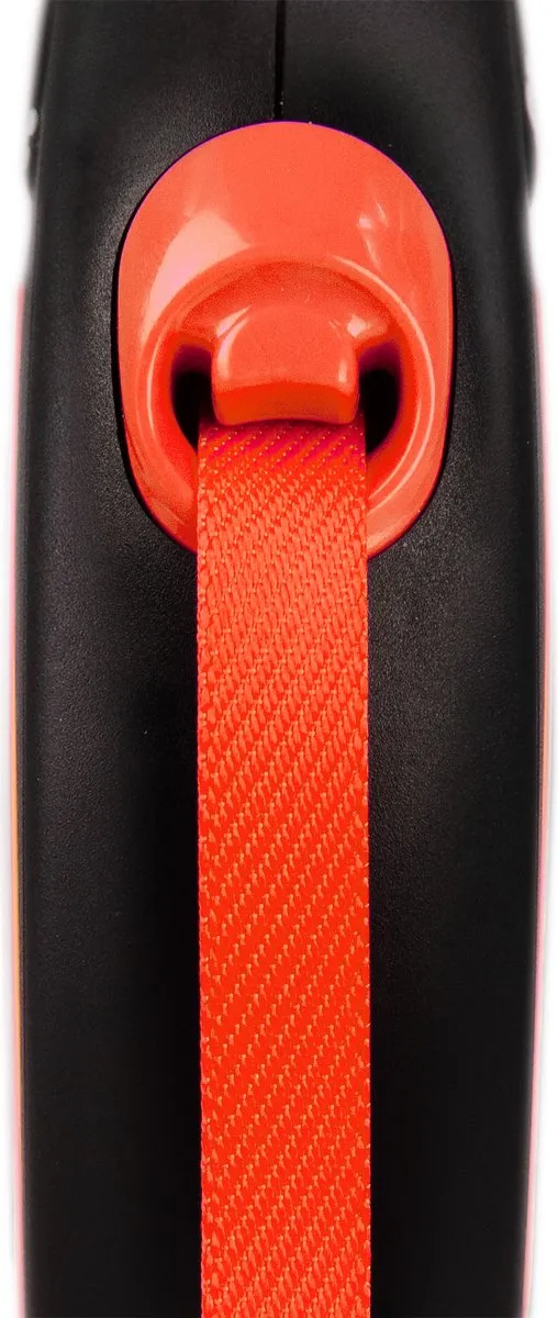 Flexi New Neon Tape - Hondenriem - Zwart Oranje - M - 5 m - Middelgrote Honden