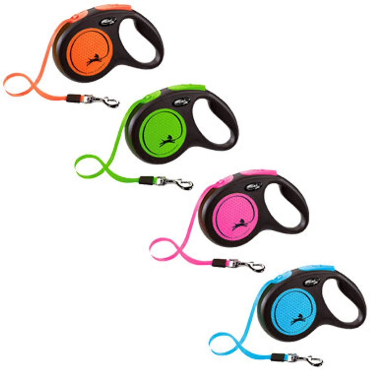 Flexi New Neon Tape - Hondenriem - Zwart Oranje - M - 5 m - Middelgrote Honden