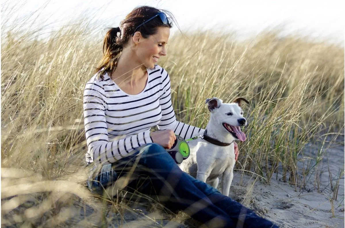 Flexi New Neon Tape - Hondenriem - Zwart Oranje - M - 5 m - Middelgrote Honden