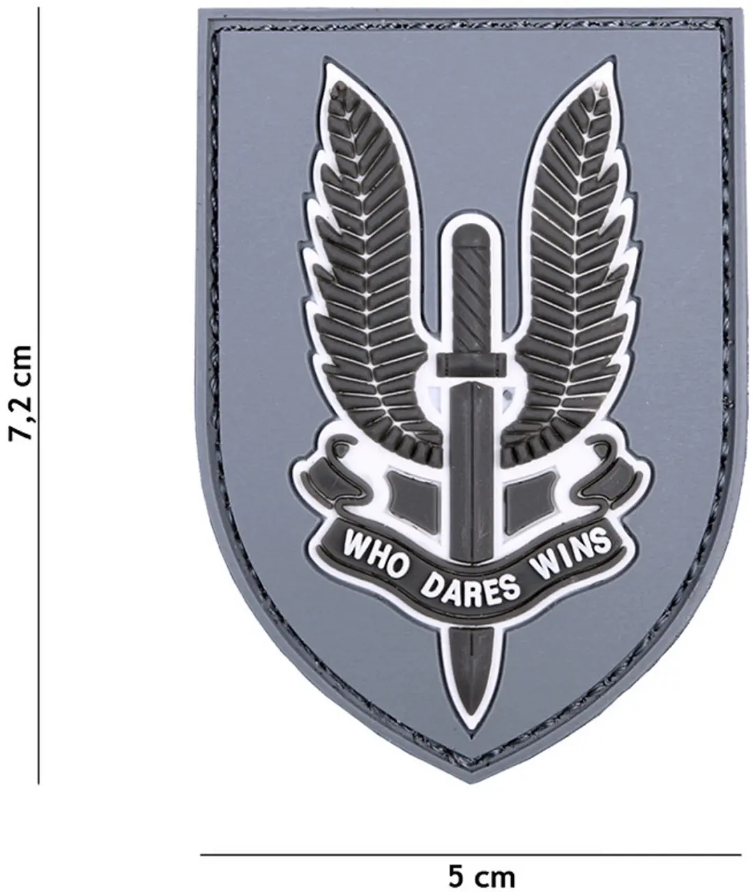 Embleem 3D PVC WHO Dares Wins grijs #6100