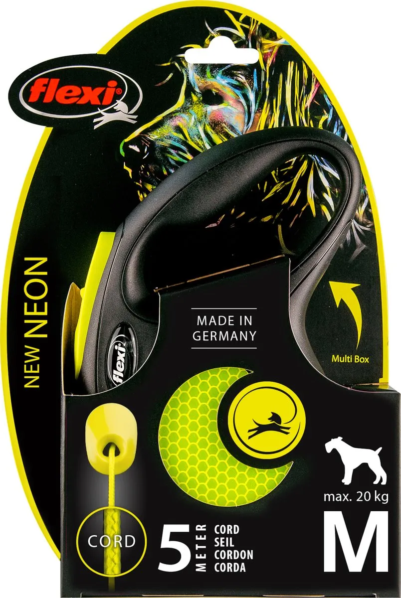 Flexi New Neon Rollijn Hondenriem M - 5 Meter - Neon Geel