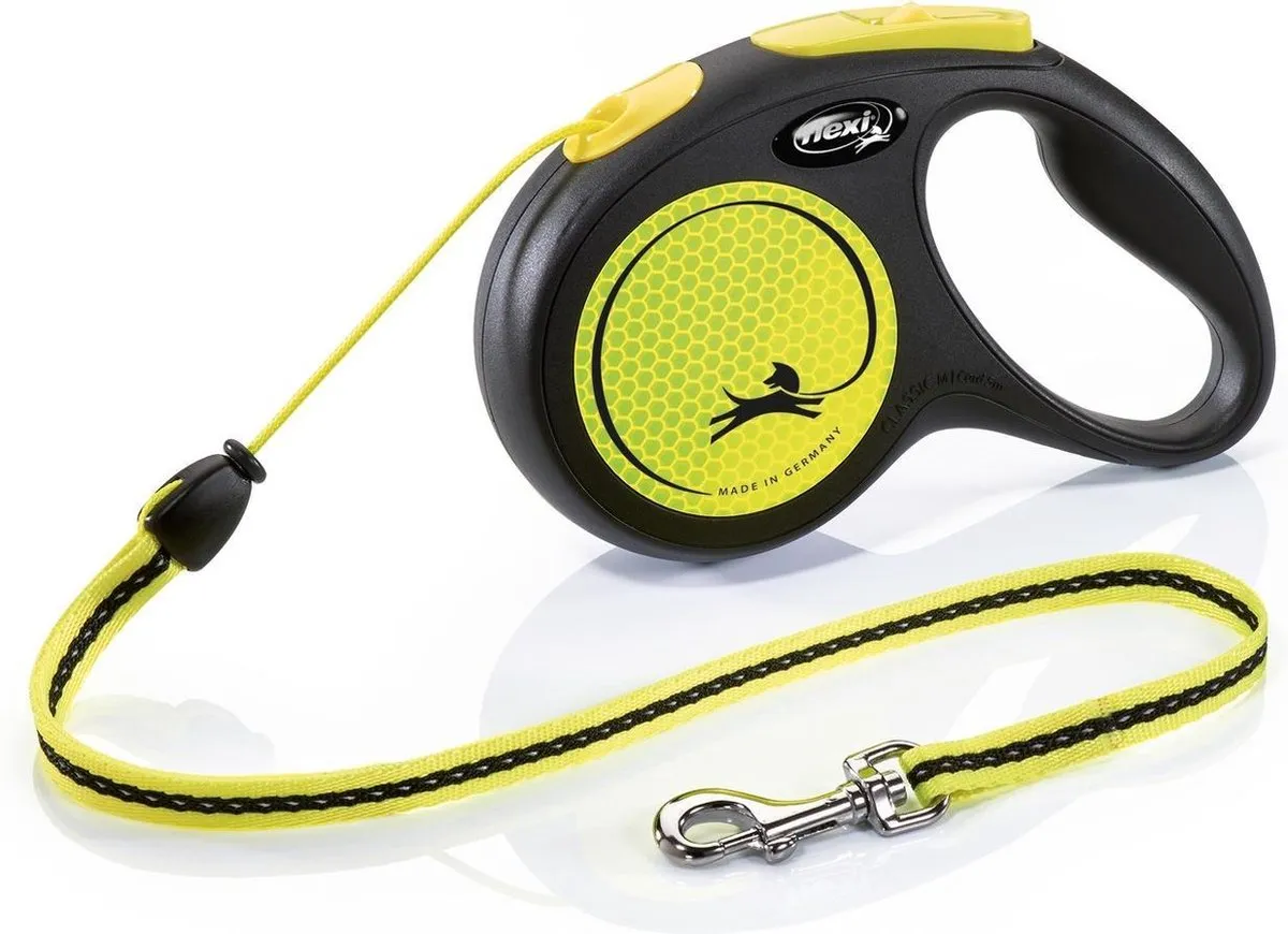 Flexi New Neon Rollijn Hondenriem M - 5 Meter - Neon Geel