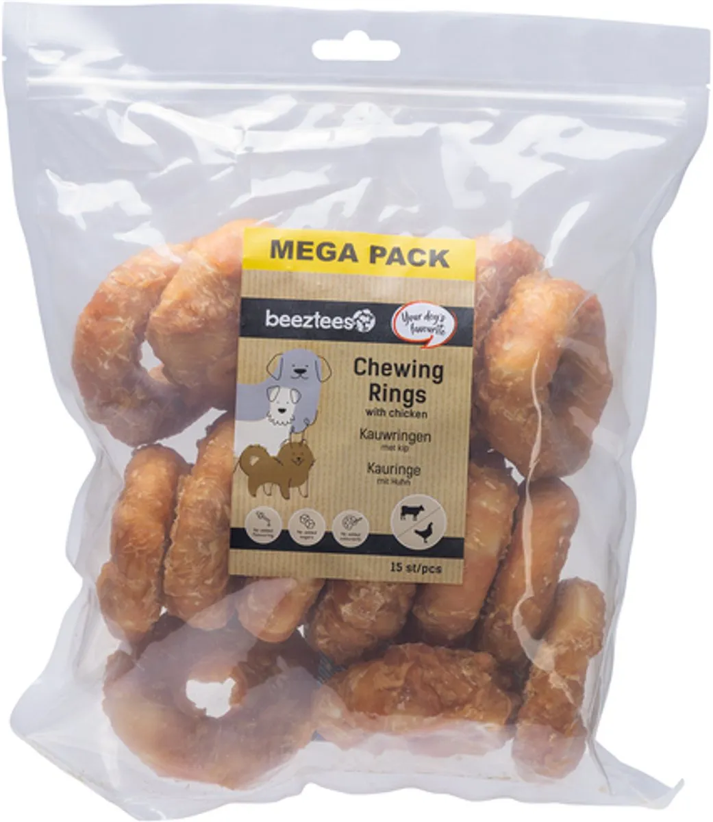 Beeztees Kauwring Kip Mega Pack - 15 Stuks
