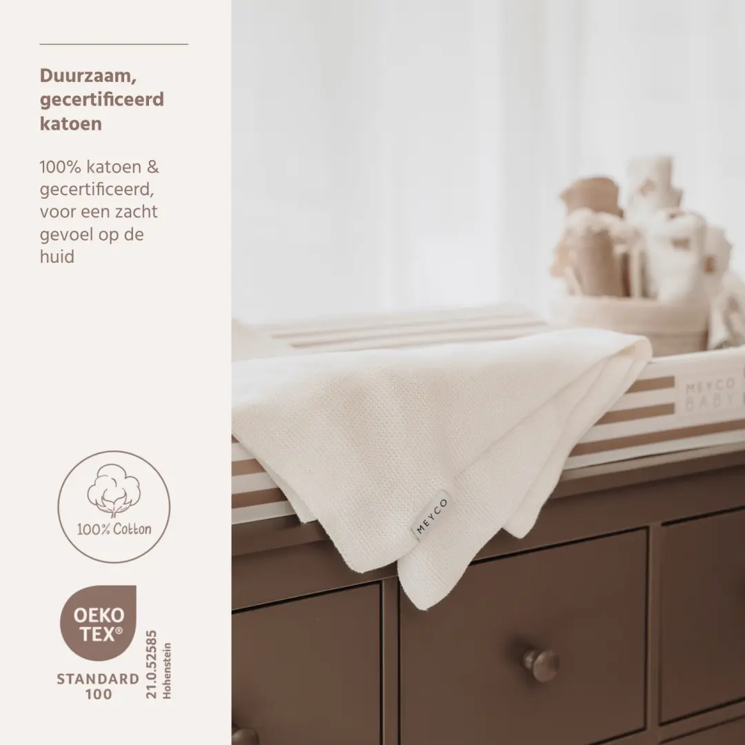 Meyco Baby Basic Ledikant Deken - 100x150cm - Offwhite - afbeelding 3 van 6