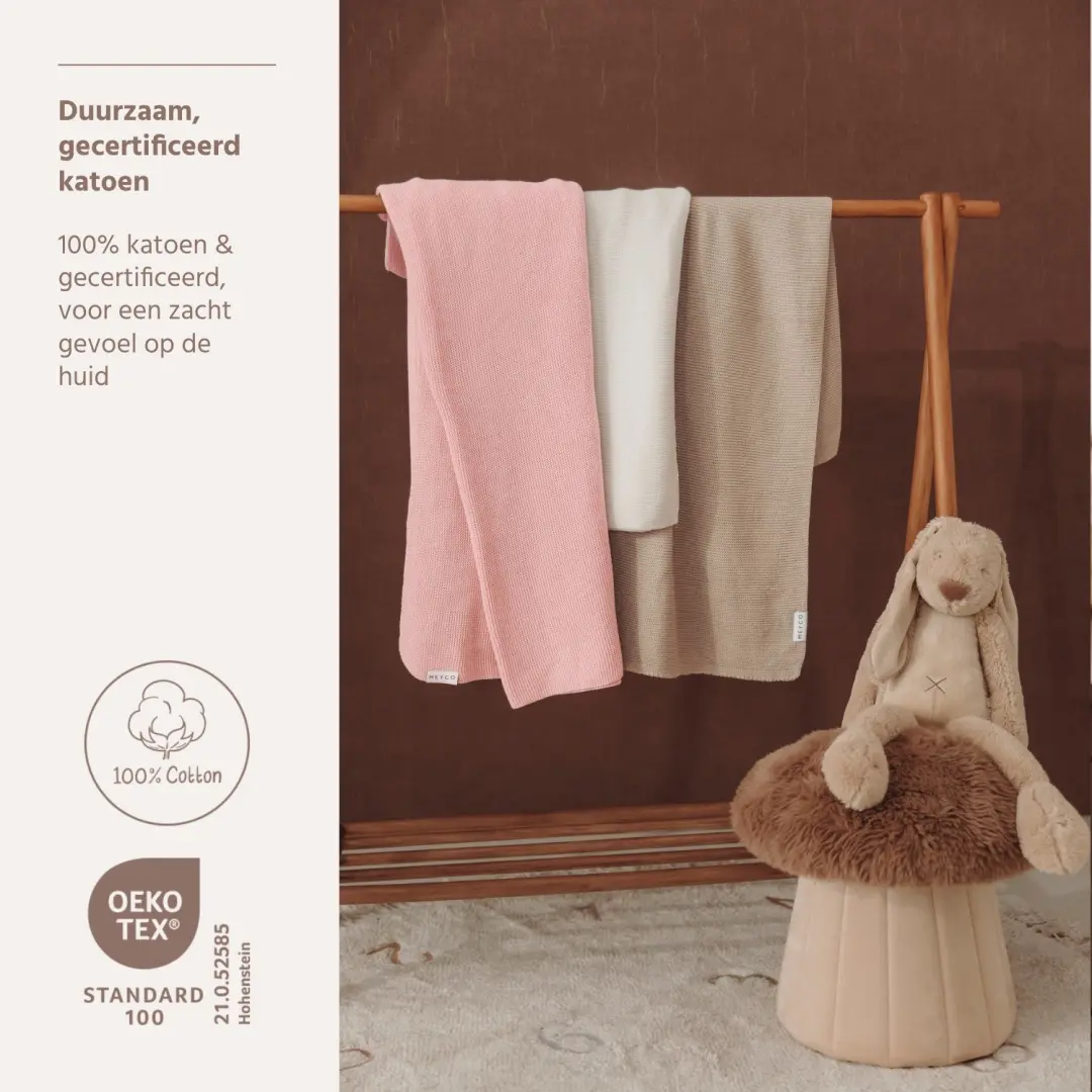 Meyco Baby Basic Ledikant Deken - 100x150cm - Soft Pink - afbeelding 3 van 6