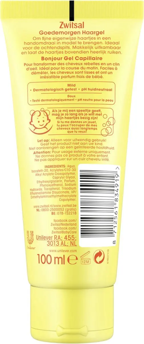 Zwitsal Goedemorgen Haargel 400ml - 4 stuks - afbeelding 2 van 2
